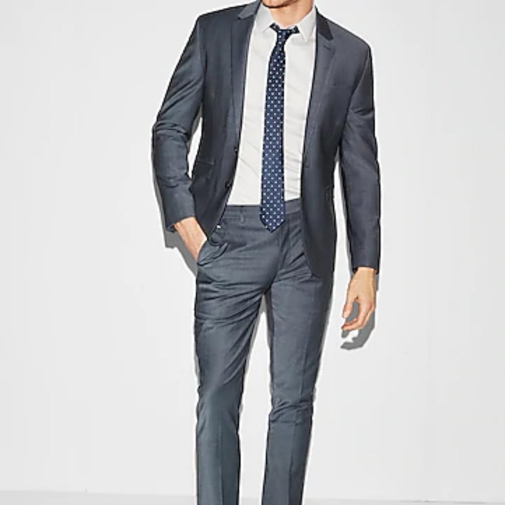 Express Extra Slim Dusty-Blue Suit Jacket
